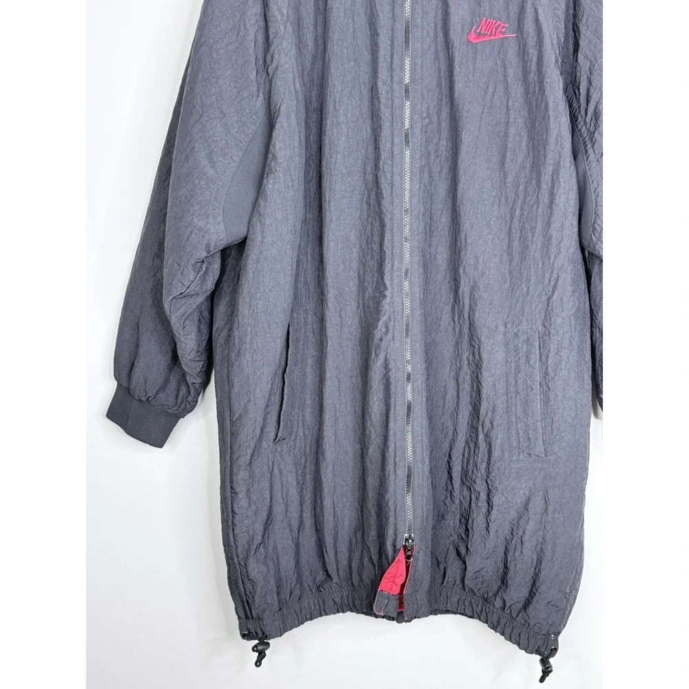 Vintage 90s Nike Force Long Coat Windbreaker Jacket RARE Hip Hop Baggy Mens L